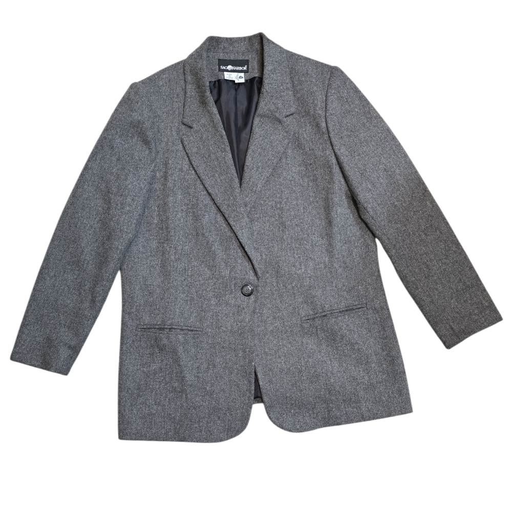 Vintage Sag Harbor Wool Blazer Gray‎ Size 14